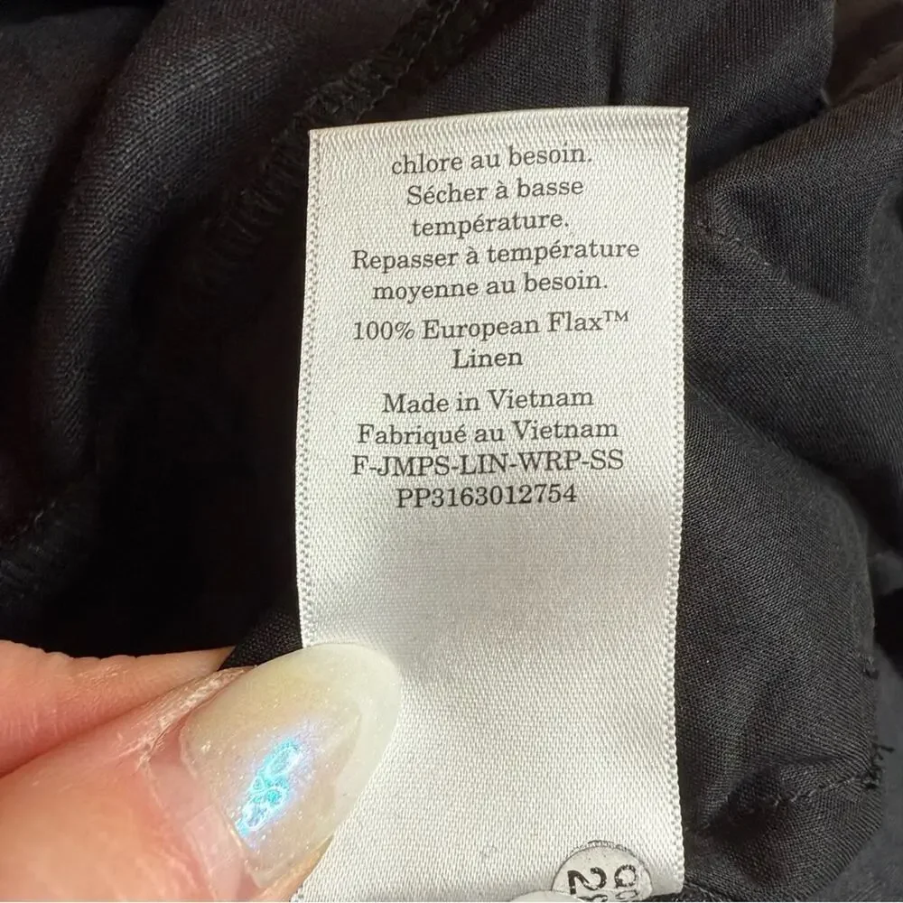 Everlane Black Linen Wrap Jumpsuit Size 10 NWOT Minimalist One Piece Sustainable